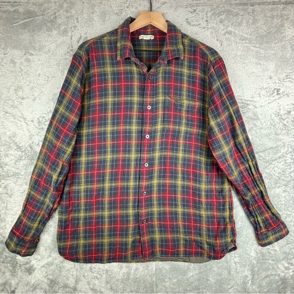 Carbon2Cobalt Shirt Men Large Green Red Plaid Flannel Gauzey Outdoor - Picture 2 of 13